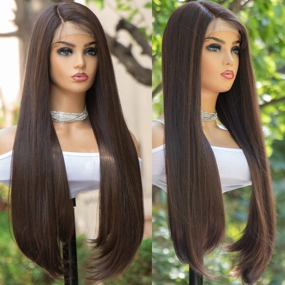 Brown Straight 13x3 Lace Front Wig - Picture 6 of 6